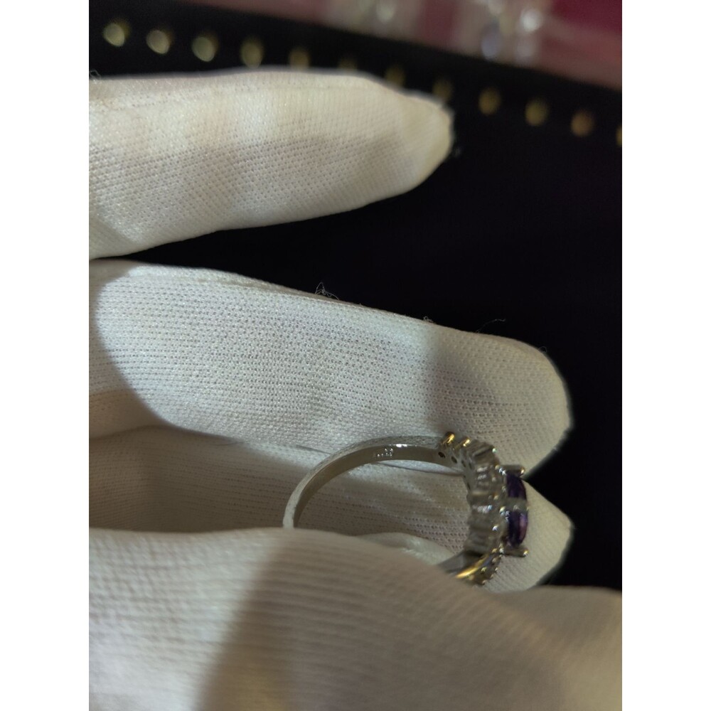 Sterling Silver Purple Rhinestone Ring - Picture 6 of 6